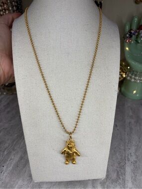 Disney Articulated Winnie The Pooh Necklace Gold Tone Ball Chain Jewelry